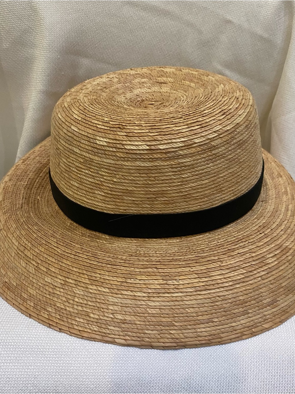 Tula Austin TX Carmel Women Sun Hat Black Ribbon Band Handwoven Curve Brim